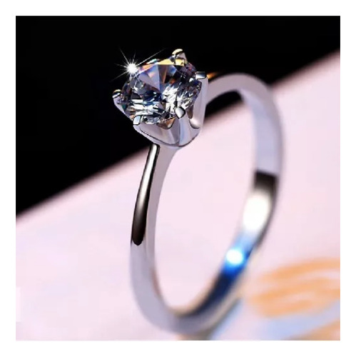 Anillo Compromiso Solitario Plata De Ley 925 Talla 10