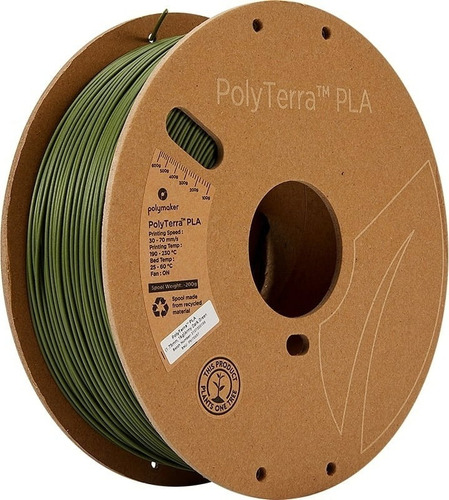 Filamento Polyterra Pla Polymaker, 1.75mm - 1kg Color Army Dark Green