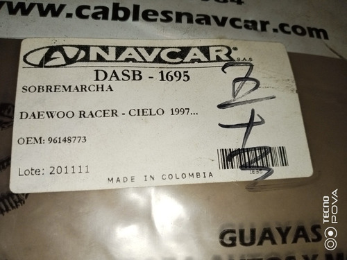 Guaya Sobremarcha Dasb-1695 /daewoo Racer Cielo