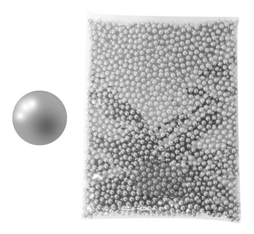 Imagem 3 de 3 de Pacote 4200 Pérolas Inteiras Sem Rebite 6mm Abs Prata 500g