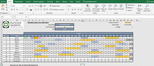 Kunovice Control Ausentismo Digital Excel Demo