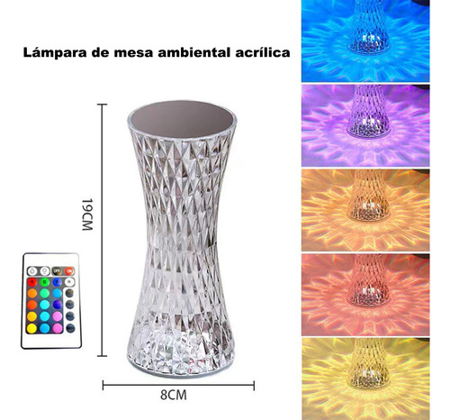 Lámpara De Mesa De Cristal Luz Nocturna Led Para Dormitorio Blanco