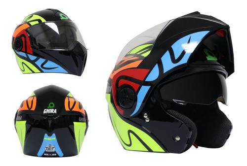 Casco Moto Abatible Ghira Gh1000 Graficos Certificado Dot