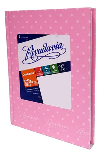 Cuaderno Tapa Dura 50 Hojas Rayadas Lunares Rivadavia Color rosa lunares
