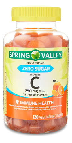 Vitamina C 250 Mg, 120 Gomitas Spring Valley Sabor Naranja