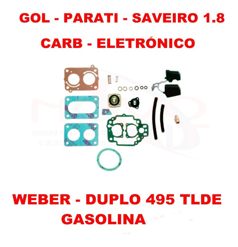 Kit Reparo Carburador Gol/voyag/par Gas Weber Duplo 495 Tlde