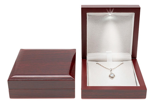 Caja De Regalo De Collar Con Luz Led De Madera Caja De