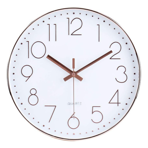 Reloj De Pared Jomparis, Abs, Diámetro 30 Cm, Blanco Y Rosa