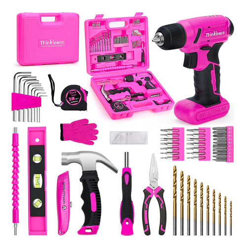 Jgo Herramientas Rosa De 64 Pzas Con Taladro Inalámbrico Tal