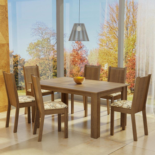 Juego De Comedor Con Mesa Y 6 Sillas Madesa Analu Mlb