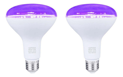 2 Lámparas Uv Ultravioleta E26 De 15 W, Bombilla Negra Fluor