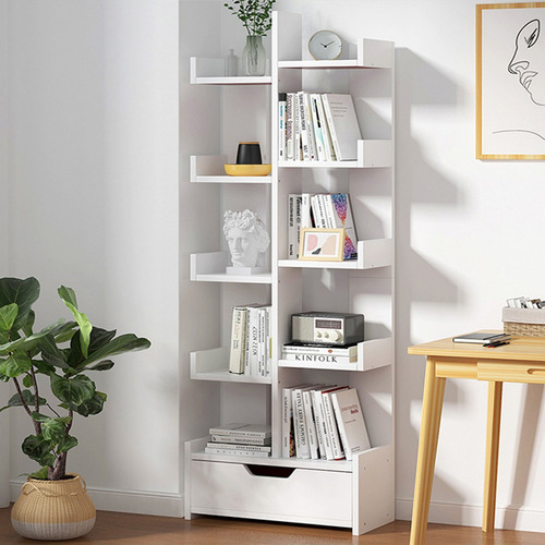 Librero Almacenamiento Multicapa Con Cajón Minimalista 142cm