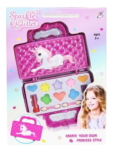 Kit De Maquillaje Para Niñas Unicornio Labial Manicura Juego