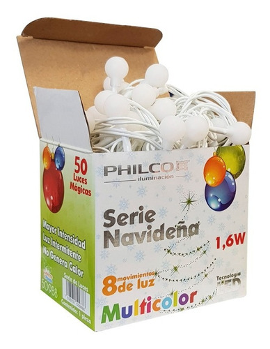 Imagen 2 de 4 de Serie Navideña Led 1.6w Multicolor 50988 Philco