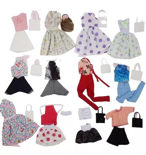 Kit Com 10 Roupinhas Roupas Para Boneca Barbie Frozen