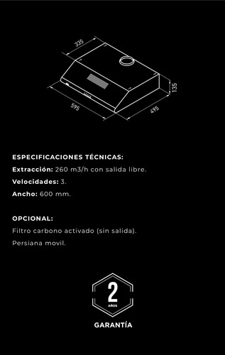 Extractor Purificador Cocina Tst Estratto A 60cm Acero