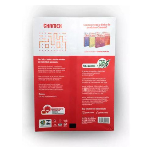 Papel Sulfite Chamex A4 75g caixa 5 pacote total 2500 folhas