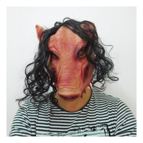 Yi Cabeza De Cerdo Halloween Con Pelo Latex