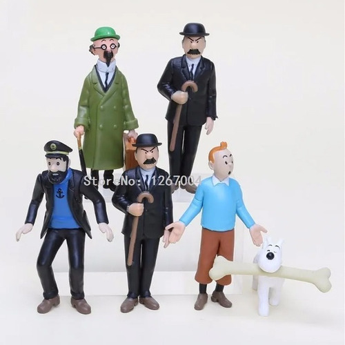 Kit 6 Bonecos Tintin - Milú Capitão Haddock Dupond Dupon He
