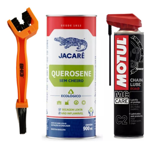 Querosene Jacaré Sem Cheiro Escova Limpa Corrente Motul C2