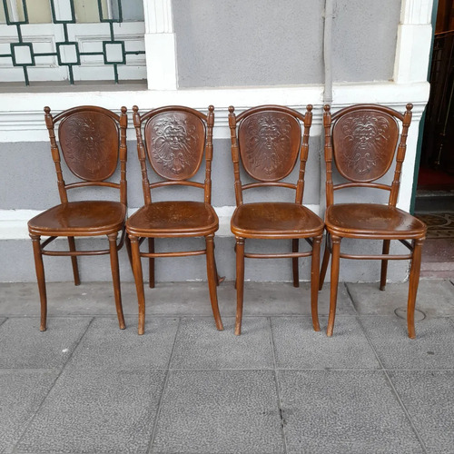 Sillas De Viena Antiguas Pirograbado Asiento Y Respaldo 