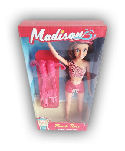Muñeca Tipo Barbie Playa Con Traje De Baño Madison Beach