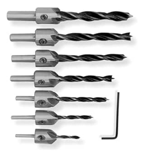 Broca Carpintero Para Madera Avellanador 7 Pzs 1/8-3/8in Obi