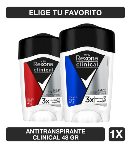 Rexona Men Clinical Desodorante En Crema 48gr Fragancia Clean