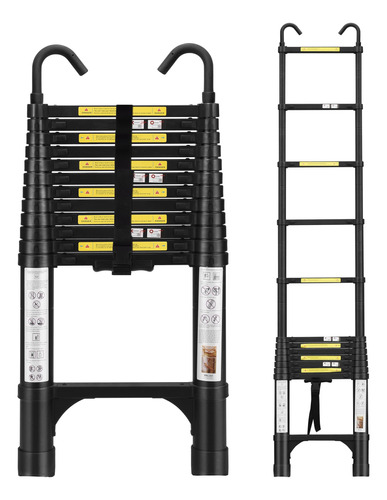 Escalera Telescopica De 12.5 Pies Con 2 Ganchos De Techo Des