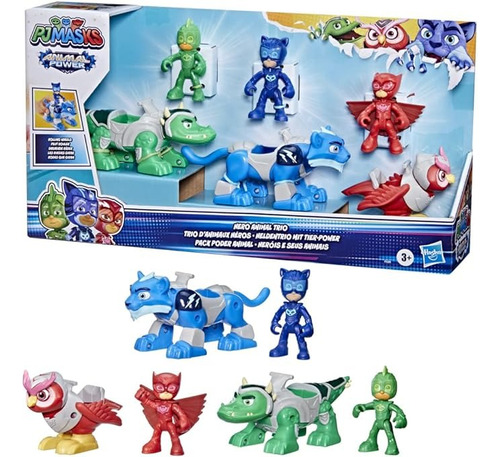 Pj Mask Trio Heroes Poder Animal 3 Figuras, 3 Animales