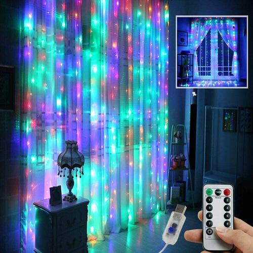Serie Cortina Luces Led Boda Fiesta De Navidad Usb 3x3m
