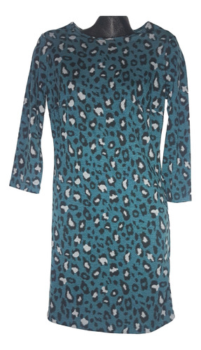 Vestido Recto Corto Forever 21 Lanilla Animal Print Talle S