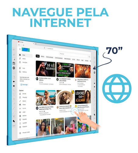 Lousa Interativa Digital Touch Unionboard 70 Polegadas Azul