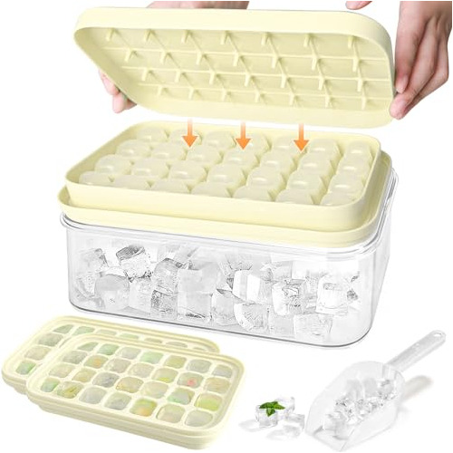 Tray De Cubo De Hielo Con Tapa Y Papelera, 2 Bandejas Q54ha