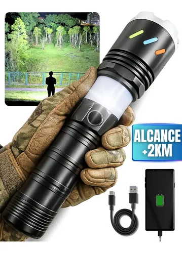 Lanterna Tática Militar Mais Forte Do Mundo Recarregável Potente ...