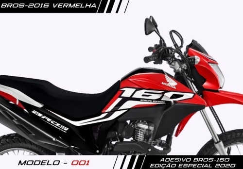 Kit Adesivo Faixa Honda Nxr Bros 160 2020 Edição Especial Cor Vermelho 001