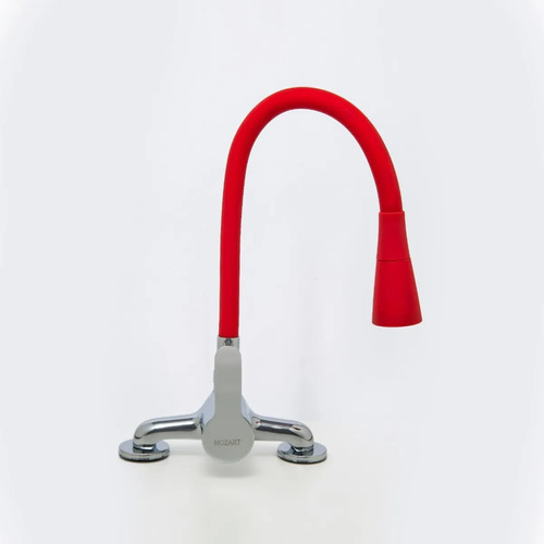 Griferia Monocomando Rojo Cocina Seul Pico Flexible 9085