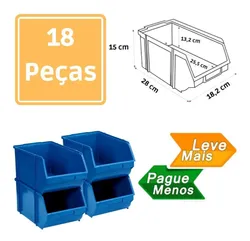 Comprar Gaveta Plastica Bin N6 Azul Empilhavel 18 Peças no Mercado Livre