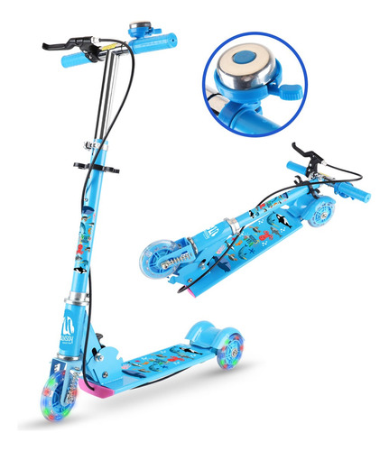 Scooter Patín De Diablo Plegable Ajustable Niños Con Luces