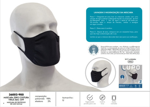 Imagem 1 de 5 de Kit 4 Máscaras De Proteção Lupo Fit - Antimicrobial Lavável