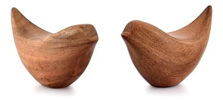 Juego De Estatuas De Pájaros De Madera De Acacia Decorativas