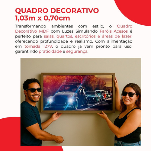 Quadro Luminoso Decorativo Com Led 103x70cm Mdf Quarto Sala