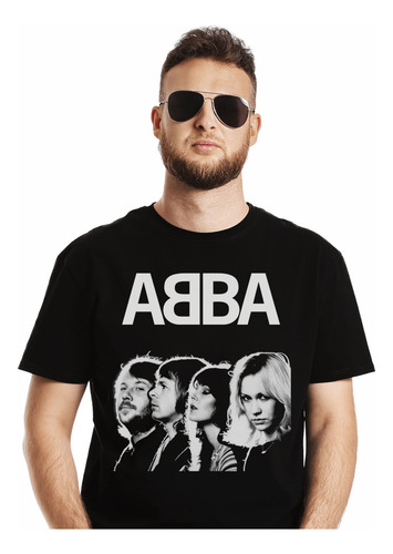 Polera Abba Faces Grayscale Pop Abominatron