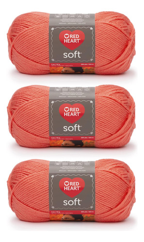 Hilo Suave Red Heart, Paquete De 3, Coral, 3 Unidades