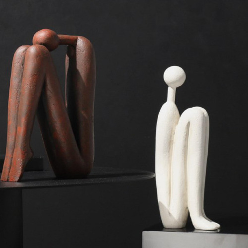 2 Pçs Esculturas De Arte Abstrata Estátuas Modernas
