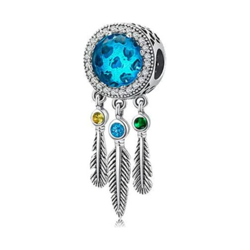 Dije Charm Pandora Atrapasueños Tres Plumas Plata Original