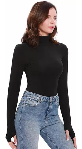 Body Polera Manga Larga Mujer Guante Pulgar Bodysuit | Envío gratis