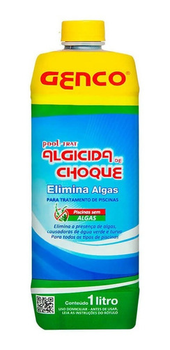 Algicida Choque Piscina Verde Genco Elimina Algas 1 Litro