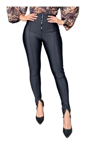 Calça Legging Labellamafia Metallic Classic Black Cl15 Zíper