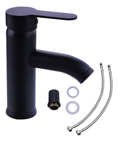 Llave Mezcladora Baja Monomando Para Lavabo Fregadero Grifo Negro Lavamanos Baño Femmto